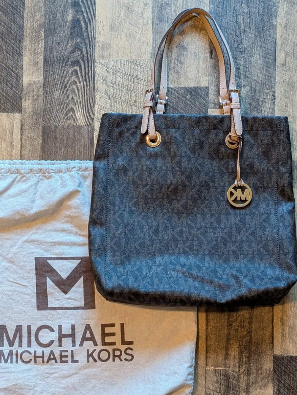 Michael Kors Shoulder Bag Logo Tote Brown 14”x14”x4”